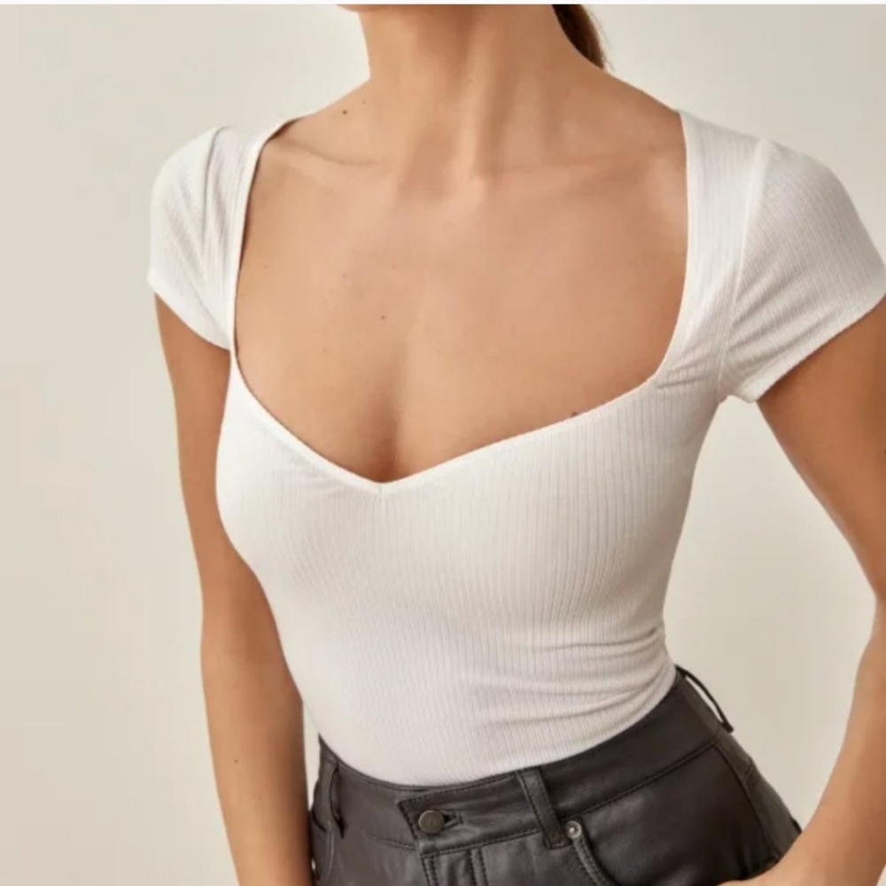 Reformation Zya Knit Top in White - Size XS